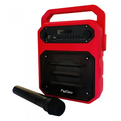 VINNFIER FlipGear Tango Air 3WM Colors Pulsating LED Bluetooth Portable Speaker with Karaoke System Free Wireless Microphone - Red